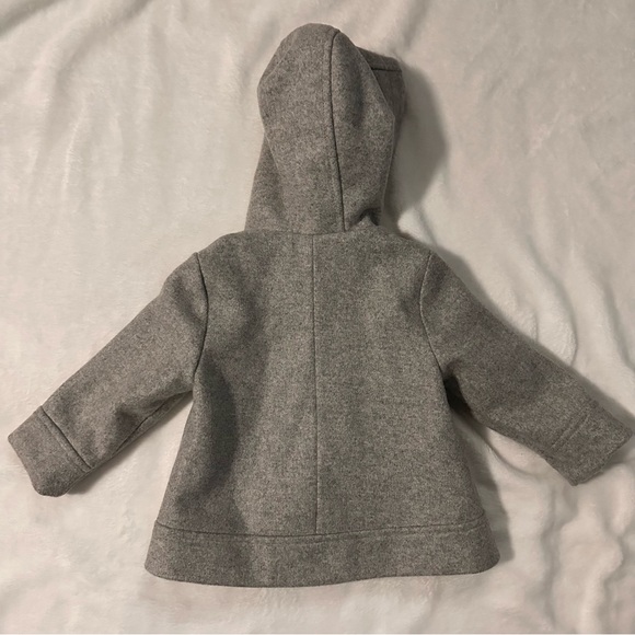 2/$20 Heather Grey Hooded Zipper Button Coat, 12-18m - Picture 4 of 6
